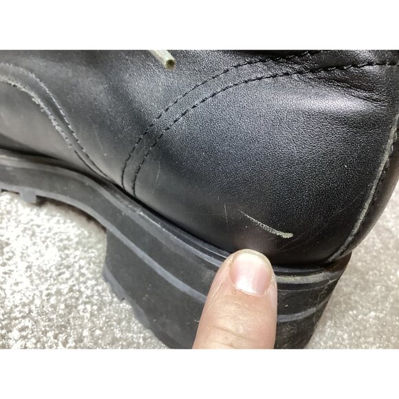 Vintage Mudd Leather & Leopard Print Lace-Up Boots Size 9M Grunge Moto Punk Y2K - Picture 9 of 11